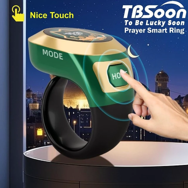 Alt view image 7 of 7 - Color Screen Tasbih Smart Ring,Tasbeeh Counters,Prayer Smart Ring,Replaceable Pictures,Electronic Rosary,Forgiveness ring,Large Battery,Large Screen Display,Eid al-Fitr Eid al-Adha Ramadan Gift