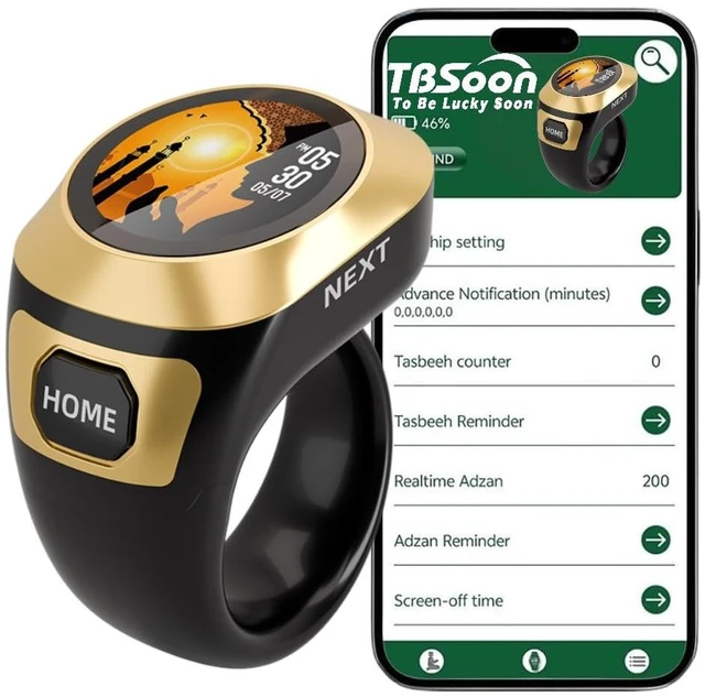 Main image of Color Screen Tasbih Smart Ring,Tasbeeh Counters,Prayer Smart Ring,Replaceable Pictures,Electronic Rosary,Forgiveness ring,Large Battery,Large Screen Display,Eid al-Fitr Eid al-Adha Ramadan Gift