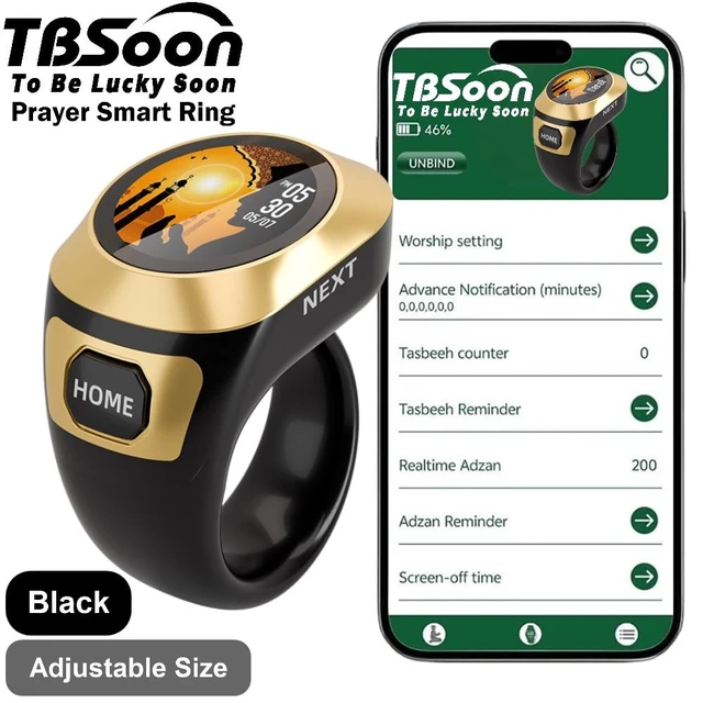Alt view image 2 of 7 - Color Screen Tasbih Smart Ring,Tasbeeh Counters,Prayer Smart Ring,Replaceable Pictures,Electronic Rosary,Forgiveness ring,Large Battery,Large Screen Display,Eid al-Fitr Eid al-Adha Ramadan Gift