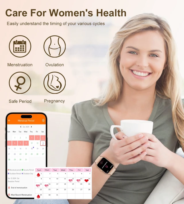 Alt view image 7 of 7 - Smart Watch for Women, Answer/Make Call, 1.85'' HD, DIY Dials - Rose Gold Fitness Tracker with Heart Rate/Sleep/SpO2 Monitor, Smartwatch for iPhone/Android, 120+ Sport Modes, Waterproof(3 Bands)