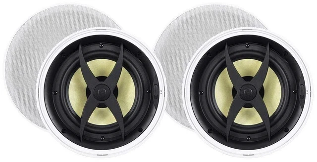 Main image of 2 Way in-Ceiling Speakers - 8 Inch (Pair) with Aramid Fiber and Titanium Silk Drivers - Caliber Slim Series