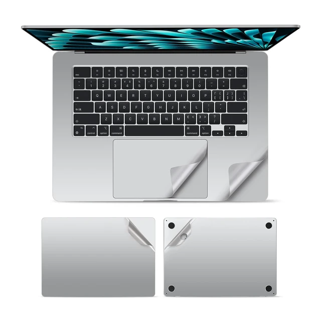 Alt view image 3 of 6 - 4 in 1 Ultra Thin 3M Vinyl Full Size Laptop Skin Cover Palm Rest Protector Sticker for 2010~2017 MacBook Air 13.3 Inch 13.3"(Model: A1369/A1466)-Silver