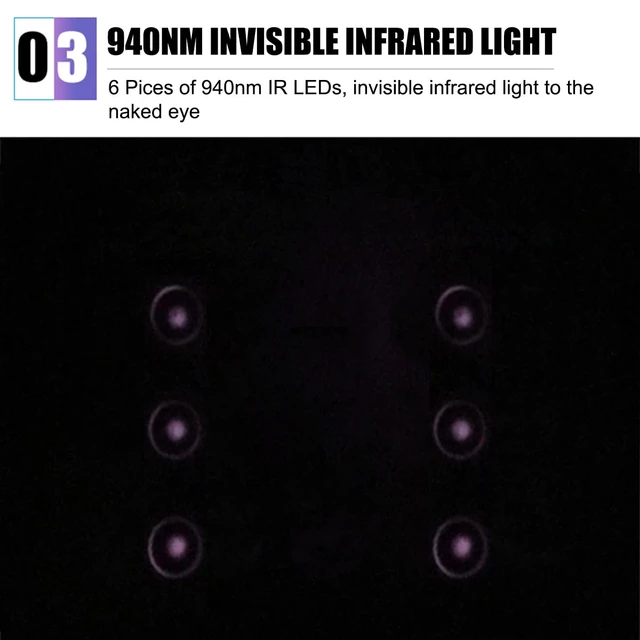 Alt view image 5 of 7 - Night Vision IR Illuminators 940nm Invisible 6-LEDs Infrared Light IP65 Water-Resistant Outdoor Floodlight for Security Cameras (940nm IR, 90° Angle for 4mm Lens)