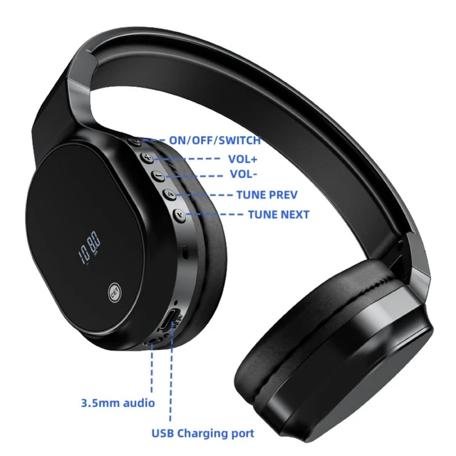 Alt view image 6 of 6 - FM Radio Headphones, Wireless Radio Headset for Mowing, Cycling, Jogging, Portable Radio with USB Power, LED Display Easy to Use, 3.5mm Jack, Gifts for Seniors Elderly(Black)