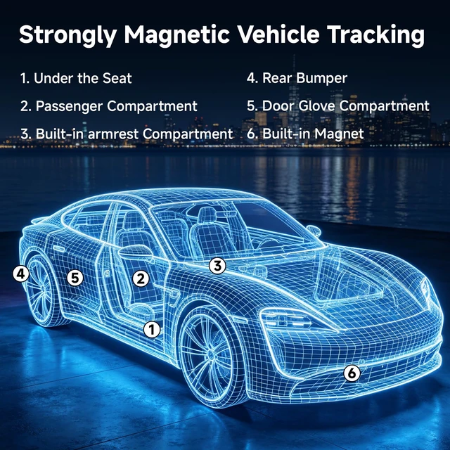 Alt view image 5 of 7 - GPS Tracker for Super Magnetic Vehicles No Subscription for iOS and Android No-Wiring Hidden Tracking Device with App Alerts for Cars, Motorcycles & Teen Drivers