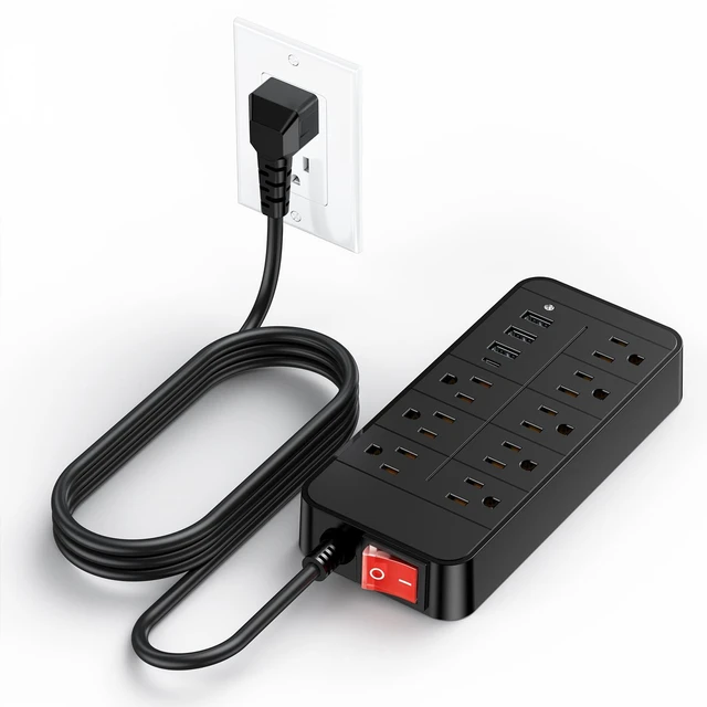 Main image of Surge Protector Power Strip - 8 Outlets with 1 USB-C and 3 USB-A Ports for Multiple Devices,5ft Extension Cord,20W USB C Fast Charging for Home/Office/Tool shed/Dorm Essential
