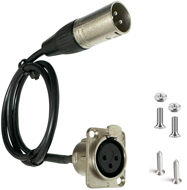 Main image of Premium XLR Pass Through Cable, No Solder, for Stage Box, Patch Panel, Floor Box - No Solder for Pro Audio Installations (Female to Male)