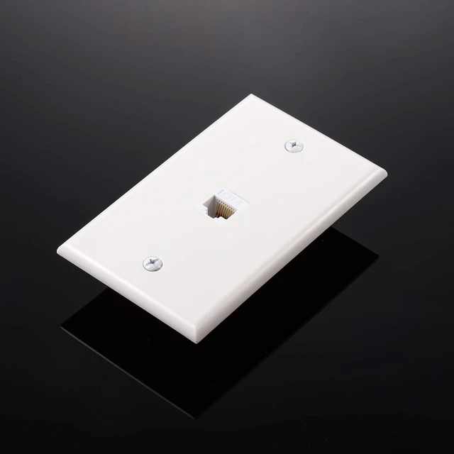 Alt view image 6 of 6 - Ethernet Wall Plate with Single Port Rj45 Cat6 Female to Female Wall Jack Inline Coupler Plates Ethernet Cable Faceplates(White,4 Pack)