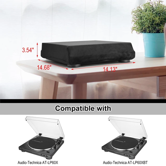 Alt view image 2 of 7 - Dust Cover Compatible with Audio-Technica AT-LP60XBT and AT-LP60X Turntable, Stretch Fleece Dust Case Protective Case Turntable Protective Cover Soft Sleeve with Elastic Band