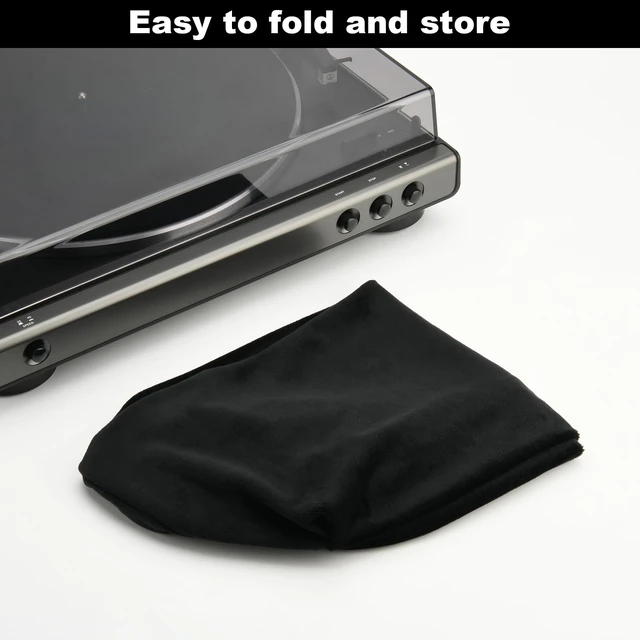 Alt view image 6 of 7 - Dust Cover Compatible with Audio-Technica AT-LP60XBT and AT-LP60X Turntable, Stretch Fleece Dust Case Protective Case Turntable Protective Cover Soft Sleeve with Elastic Band
