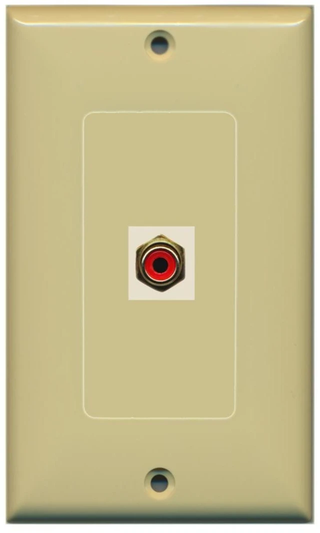 Main image of 1 RCA Red for Subwoofer Audio Port Wall Plate Decorative - Ivory