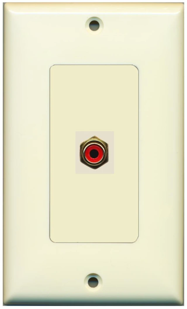 Main image of 1 RCA Red for Subwoofer Audio Port Wall Plate Decorative - Light Almond