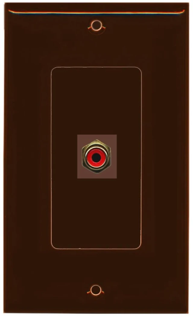 Main image of 1 RCA Red for Subwoofer Audio Port Wall Plate Decorative - Brown