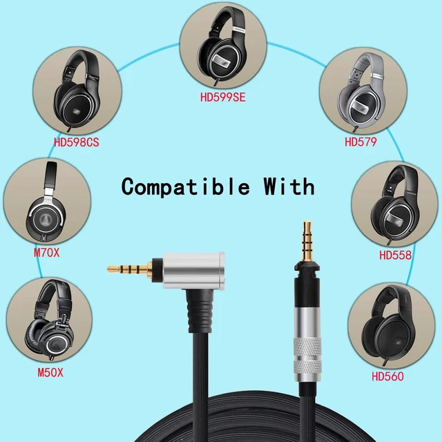 Alt view image 3 of 7 - Balance Cable Compatible with Sennheiser HD599 HD598CS HD569 HD518 Audio-Technica ATH-M50X ATH-M70X Headphones for Musician Audiophile 4.9ft 2.5mm