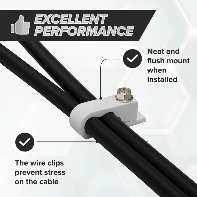Alt view image 6 of 7 - Dual Cable Clips with Screws - 1/2 Inch Coaxial Cable Clamps Outdoor - Exterior Cord Management for Coax, CAT Ethernet, Electrical Wire - Screw Clamps for Wires on Wall - 50 PCS, White