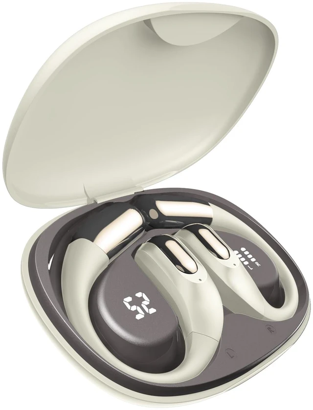 Main image of Wireless Earbuds Bluetooth Headphones,Lightweight Earbuds with Ear Hooks,Bluetooth5.4 Wireless Earphones,25H Playtime, IPX4 Waterproof Running Headphones for Gym(Naked White)