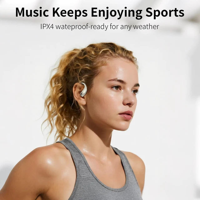 Alt view image 3 of 7 - Wireless Earbuds Bluetooth Headphones,Lightweight Earbuds with Ear Hooks,Bluetooth5.4 Wireless Earphones,25H Playtime, IPX4 Waterproof Running Headphones for Gym(Naked White)