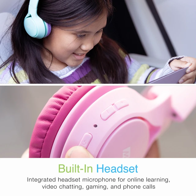 Alt view image 7 of 7 - KidJamz KJ45BT Children's Safe Listening Bluetooth Wireless Headphones with Volume Limiter & Microphone, Adjustable On-Ear Kids Headset for Online Learning/School/Travel/Tablet (Blue/Teal)