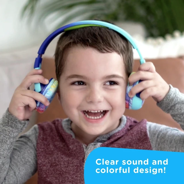 Alt view image 7 of 7 - Kidz Bop, Bluetooth Headphones for Kids Hi-Def Microphone & Speakers 94dB Volume Limiting Wireless Adjustable School Use Gift 3 4 5 6 7 8+ Year Old Girls Boys