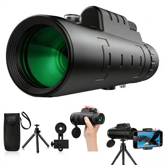 Main image of 80X100 High Power Monocular Telescope for Adults, with Smartphone Adapter & Tripod, BAK4 Prism & FMC Lens, Waterproof Monocular for Bird Watching, Concert, Hunting, Camping & Travel