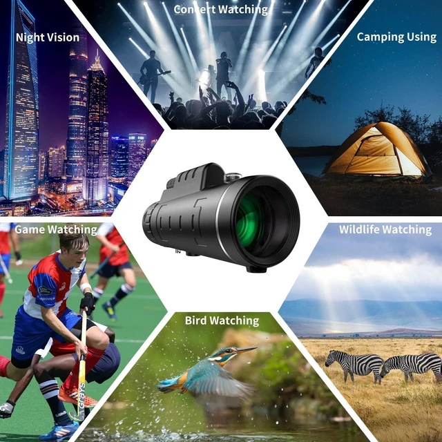 Alt view image 2 of 7 - 80X100 High Power Monocular Telescope for Adults, with Smartphone Adapter & Tripod, BAK4 Prism & FMC Lens, Waterproof Monocular for Bird Watching, Concert, Hunting, Camping & Travel