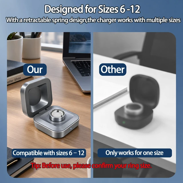 Alt view image 3 of 7 - Portable Charging Case Compatible with Ou-ra Ring Gen 5 Size 6-12