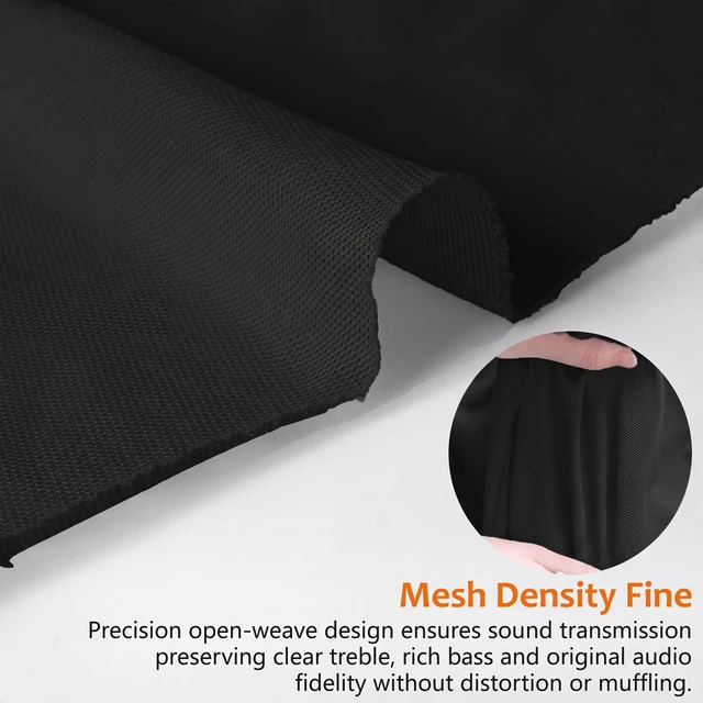 Alt view image 2 of 7 - 96" x 59" Black Speaker Grill Mesh Cloth, Dustproof Stereo Fabric Replacement for Custom Cabinets, Subwoofer & Vintage Speaker Restoration
