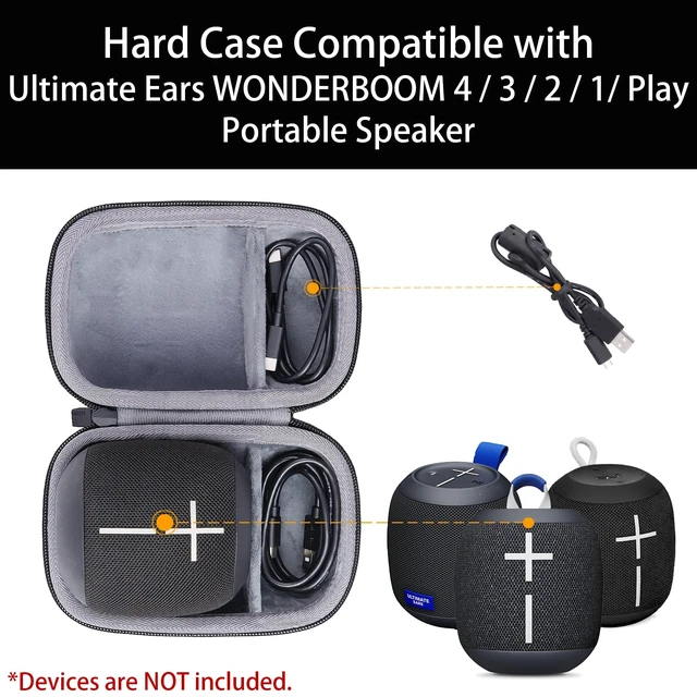 Alt view image 4 of 7 - Hard Case for Ultimate Ears WONDERBOOM 4/3/2/Play Speaker, Black Small Portable Wireless Bluetooth Speaker Compatible, Shockproof EVA Storage Bag with Accessory Compartment