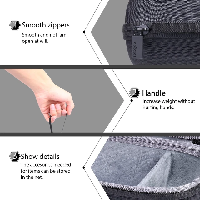 Alt view image 5 of 7 - Hard Case for Ultimate Ears WONDERBOOM 4/3/2/Play Speaker, Black Small Portable Wireless Bluetooth Speaker Compatible, Shockproof EVA Storage Bag with Accessory Compartment
