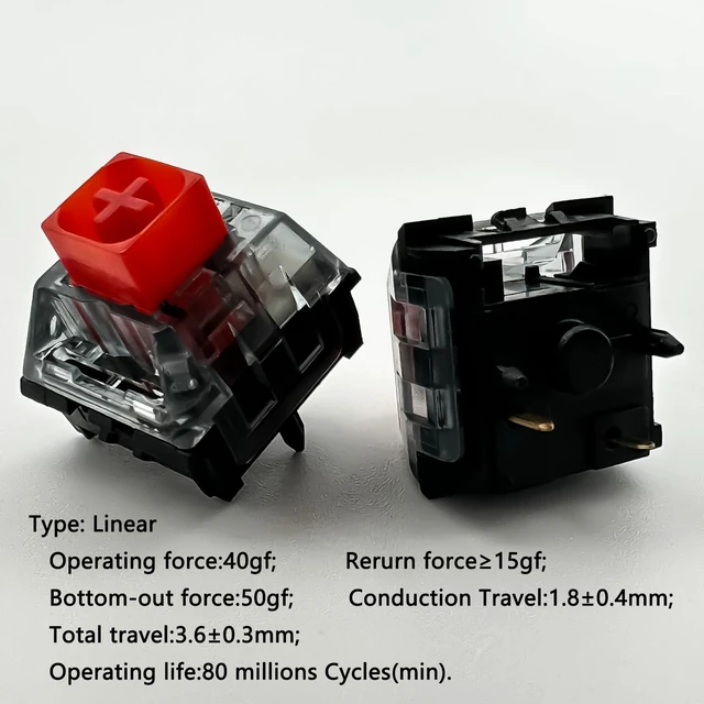 Alt view image 2 of 7 - Upgrade Kailh Box V2 Red Switches for Mechanical Gaming Keyboard,5-Pin 40gf Linear/Dust&Waterproof Switches(108pcs,Red)