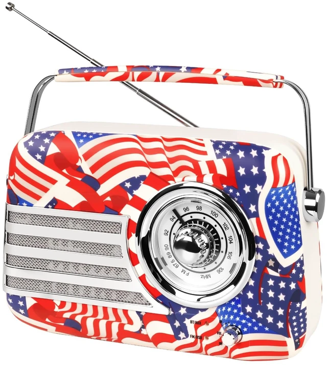 Main image of Vintage Radio Bluetooth Speaker,Patriotic Flag 20+ Hours Playtime Rechargeable Retro Bluetooth Speaker,Portable Radio with Bluetooth/Type-C for Viantage Decor/Gift
