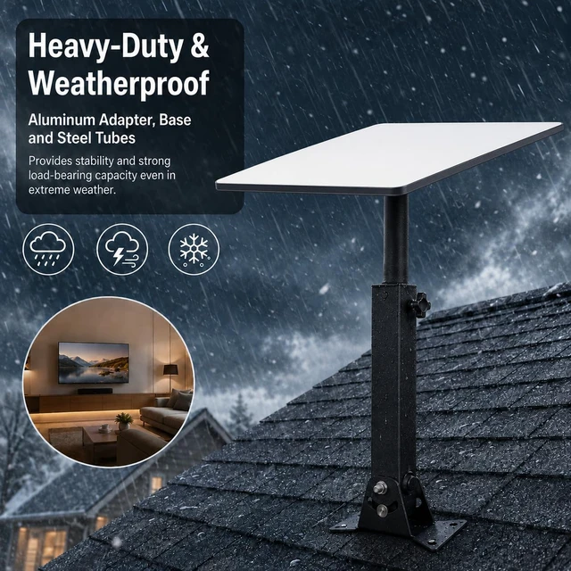 Alt view image 4 of 7 - Starlink Roof Mount Kit for Gen 3/4/4X Standard, 360 Degree Swivel Extendable Starlink Pivot Mount Heavy Duty Square Pole, Adjustable Base, Aluminum Alloy Adapter, for V3/V4/4X Standard Dish
