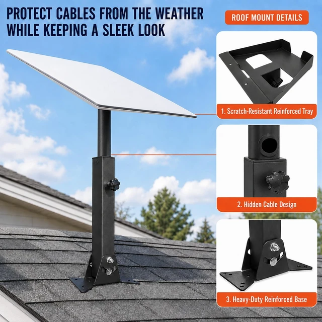 Alt view image 6 of 7 - Starlink Roof Mount Kit for Gen 3/4/4X Standard, 360 Degree Swivel Extendable Starlink Pivot Mount Heavy Duty Square Pole, Adjustable Base, Aluminum Alloy Adapter, for V3/V4/4X Standard Dish