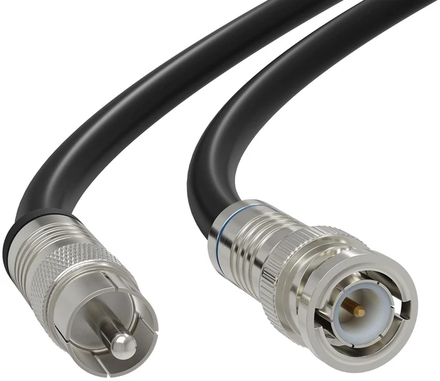Main image of BNC to RCA Cable 25 FT - Male BNC to Male RCA Coax - RG6 Coaxial to Composite Cable for SDI, HD-SDI, Audio/Video, CCTV, Camera - 25 Feet (7 Meters), Black