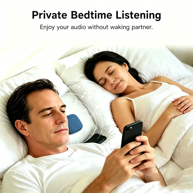 Alt view image 3 of 7 - Under Pillow Sleep Speaker, Flat Bluetooth Pillow Speaker for Sleeping Material: Plastic & woven fabric. Use: Bone conduction audio for bedtime relaxation, side sleepers, and masking noise