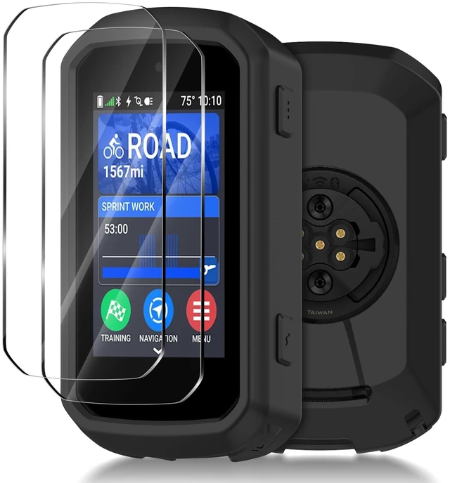 Main image of 3 in 1 packs Silicone Case Compatible with Garmin Edge 850/550 + 2 Tempered Glass Screen Protectors, Soft Silicone Cover All-Inclusive Shockproof Protection