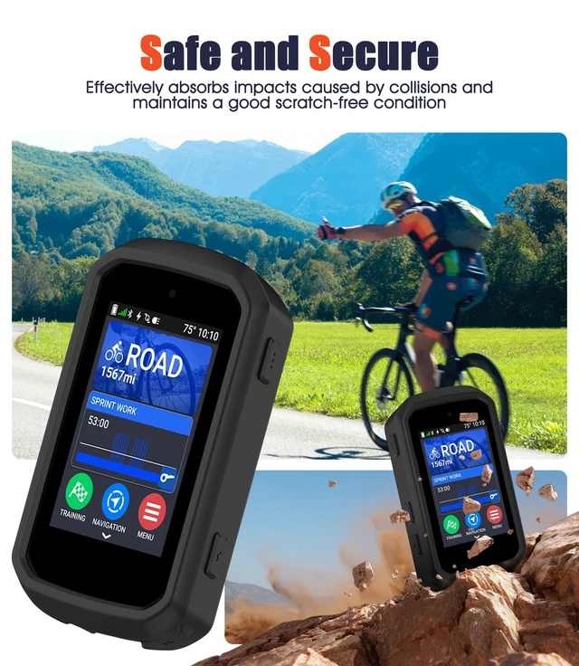 Alt view image 4 of 6 - 3 in 1 packs Silicone Case Compatible with Garmin Edge 850/550 + 2 Tempered Glass Screen Protectors, Soft Silicone Cover All-Inclusive Shockproof Protection