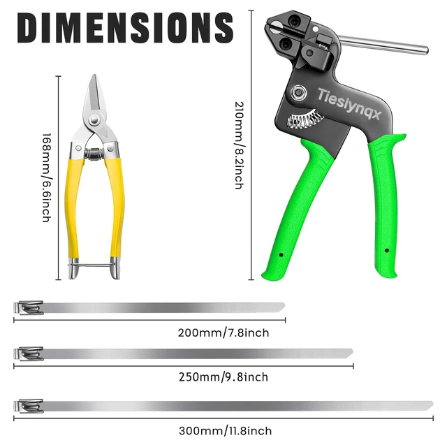 Alt view image 2 of 7 - Stainless Steel Cable Tie Gun Kit with 150 Zip Ties & Gloves