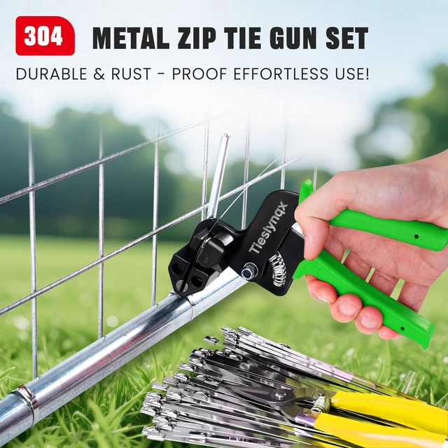 Alt view image 3 of 7 - Stainless Steel Cable Tie Gun Kit with 150 Zip Ties & Gloves