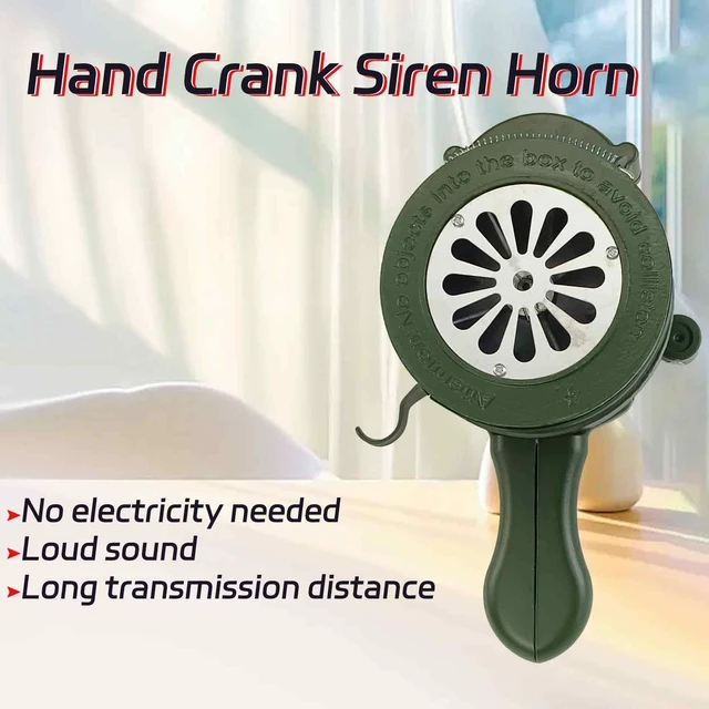 Alt view image 2 of 7 - Handheld Air Raid Siren 110dB Crank Manual Emergency Alarm Aluminium alloy body for durability Manual crank operation