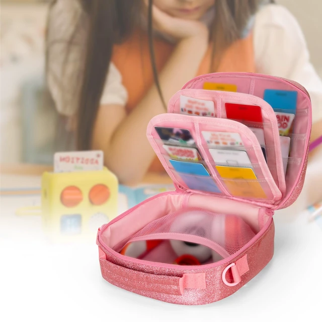 Alt view image 7 of 7 - Carry Case Compatible with Yoto Mini (2024 Edition), Pink, Bag Only Travel Storage Bag for Audio Player with Adjustable Shoulder Strap for Player Cards and Accessories