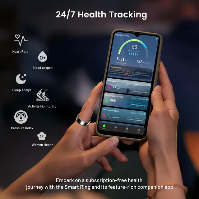 Alt view image 2 of 7 - Smart Ring for Women & Men, Smart Ring Health Tracker(Silver, 11)