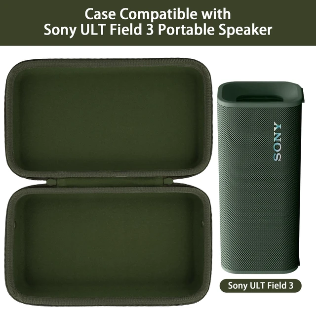 Alt view image 2 of 7 - Hard Case for Sony ULT Field 3 Wireless Bluetooth Speaker, Green Portable Travel Bag Replacement with Detachable Shoulder Strap and Handle, Shockproof EVA Shell and Soft Lining
