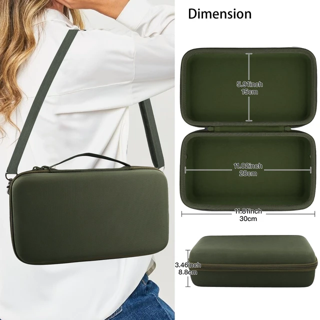 Alt view image 7 of 7 - Hard Case for Sony ULT Field 3 Wireless Bluetooth Speaker, Green Portable Travel Bag Replacement with Detachable Shoulder Strap and Handle, Shockproof EVA Shell and Soft Lining