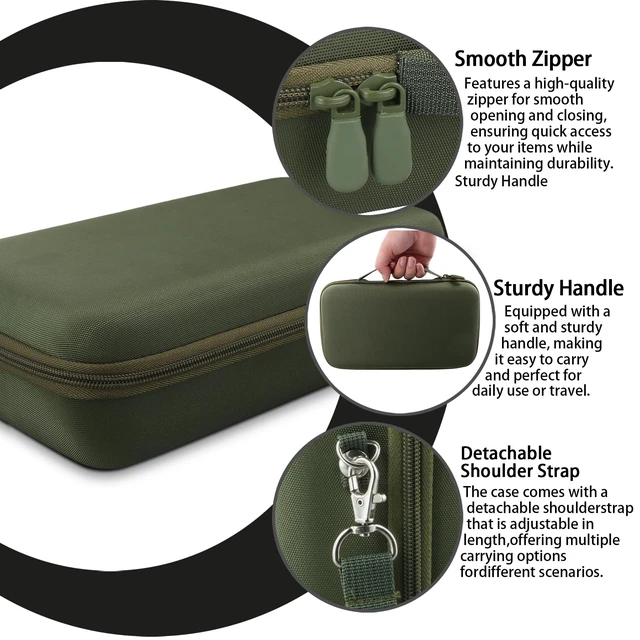 Alt view image 6 of 7 - Hard Case for Sony ULT Field 3 Wireless Bluetooth Speaker, Green Portable Travel Bag Replacement with Detachable Shoulder Strap and Handle, Shockproof EVA Shell and Soft Lining