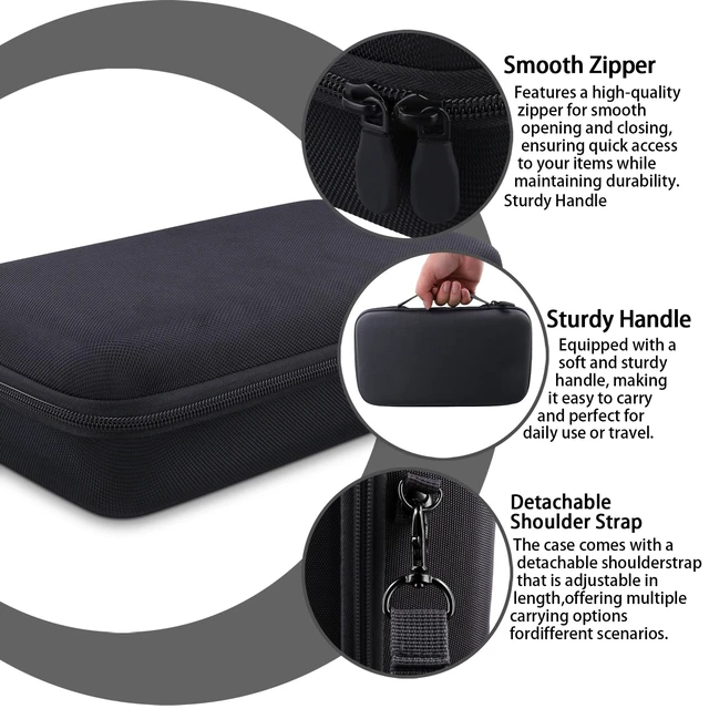 Alt view image 4 of 7 - Hard Case for Sony ULT Field 3 Wireless Bluetooth Speaker, Black Portable Travel Bag Replacement with Detachable Shoulder Strap and Handle, Shockproof EVA Shell and Soft Lining