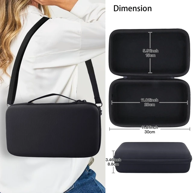 Alt view image 5 of 7 - Hard Case for Sony ULT Field 3 Wireless Bluetooth Speaker, Black Portable Travel Bag Replacement with Detachable Shoulder Strap and Handle, Shockproof EVA Shell and Soft Lining