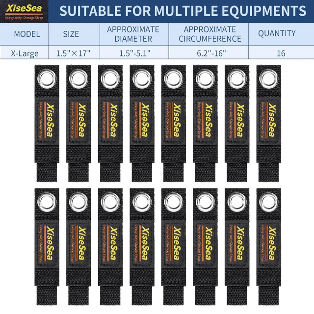 Alt view image 6 of 6 - 16-Pack Heavy Duty Storage Straps, Hook and Loop Straps Cord Wrap Keeper for Cords, Hoses, Rope, RV, Boat, Garage Organization (C-16)