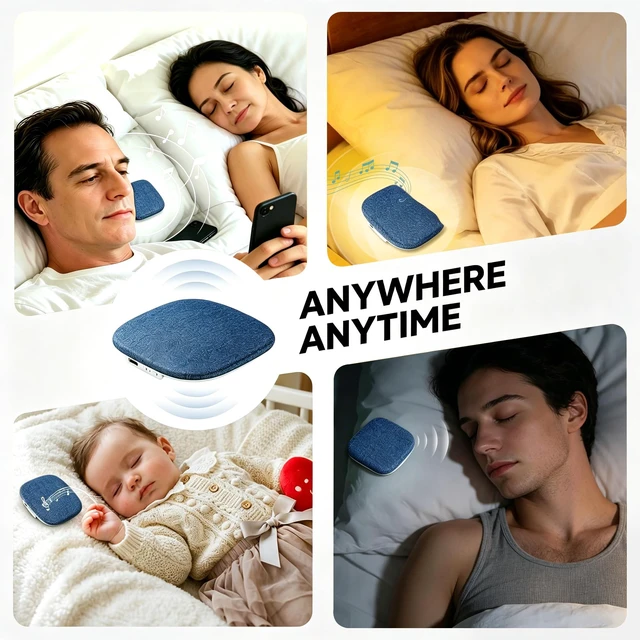 Alt view image 7 of 7 - Under Pillow Sleep Speaker, Flat Bluetooth Pillow Speaker for Sleeping Material: Plastic & woven fabric. Use: Bone conduction audio for bedtime relaxation, side sleepers, and masking noise