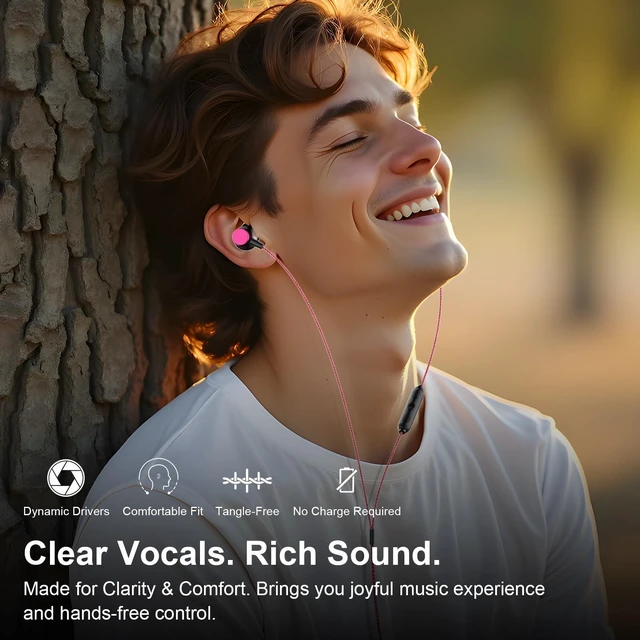 Alt view image 2 of 7 - USB C Wired Headphones Magnetic in Ear Type C Earbuds Mic Nylon Black Red Tangle-Free USB C Earphones for iPhone 18 Pro Max Galaxy S26 FE S25 for Google Pixel 10 9 for iPad/MacBook Pro Android Phone